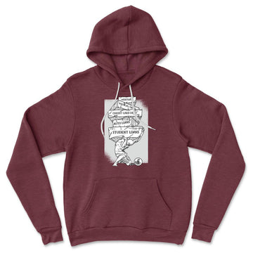 Debt Atlas Hoodie in Heather Maroon color